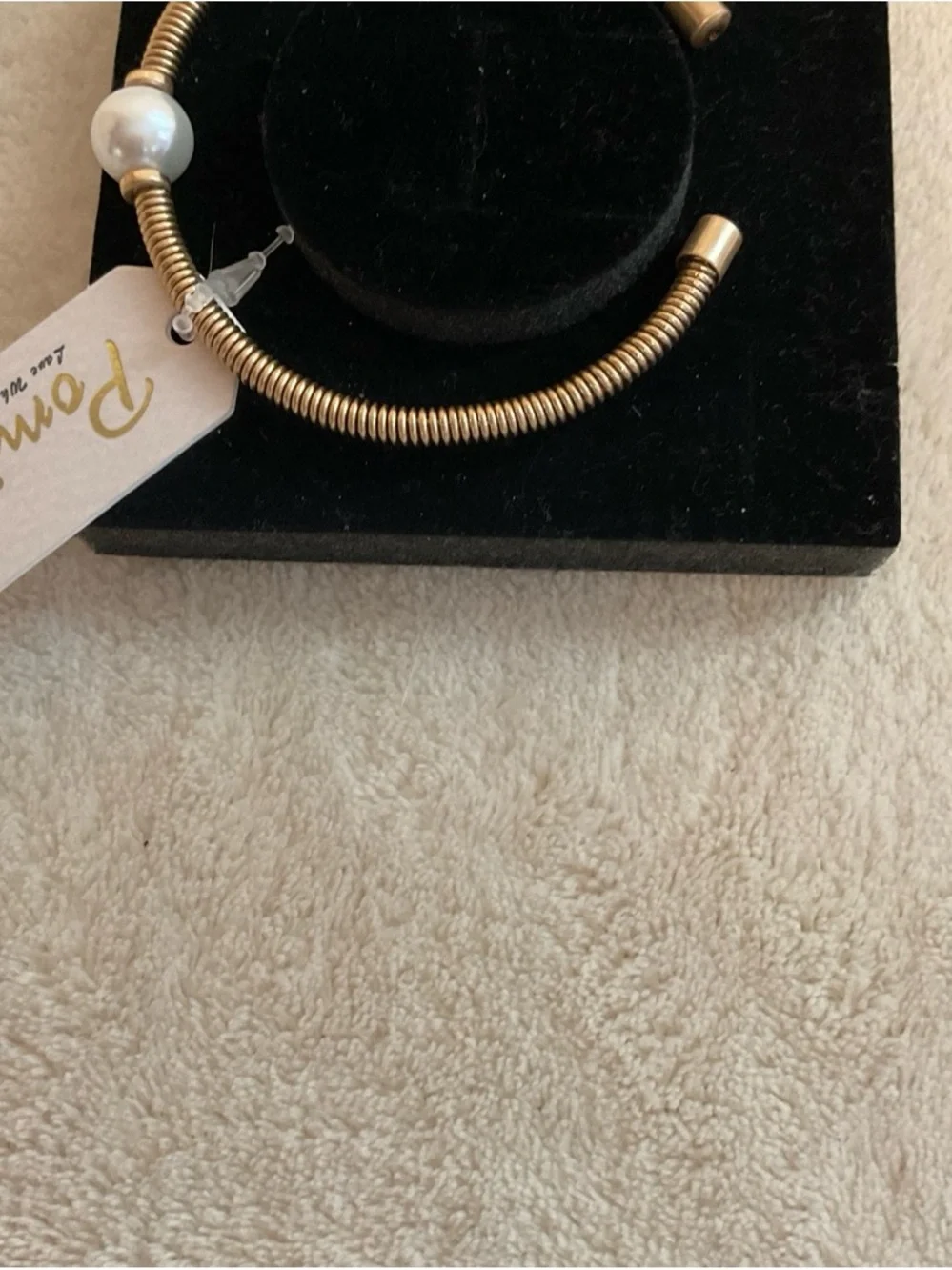 Pomina Gold-Tone Pearl Accent Coil Cuff Bracelet